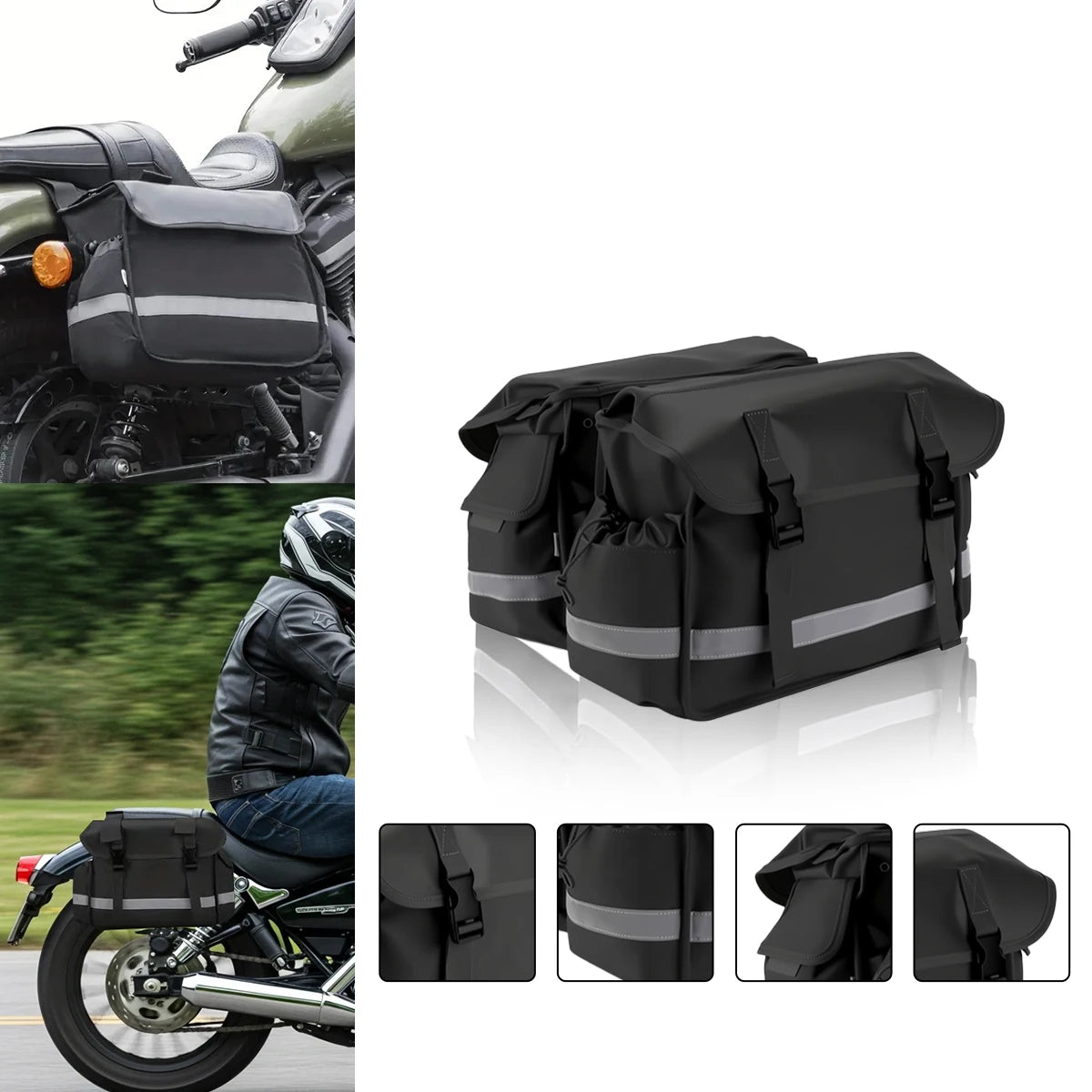Sacoches Cavalières Moto Étanches – Grande Capacité & Bandes Réfléchissantes