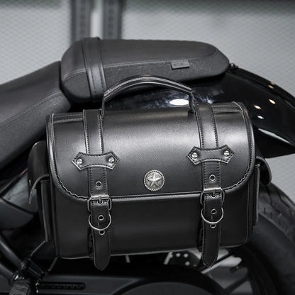 Sacoche Cavalière Moto Vintage - Grande Capacité & Poches Latérales