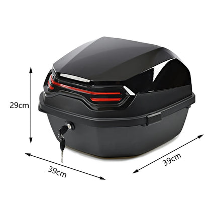 Top Case Moto Grande Capacité - Antivol à Clé & Feux Arrière