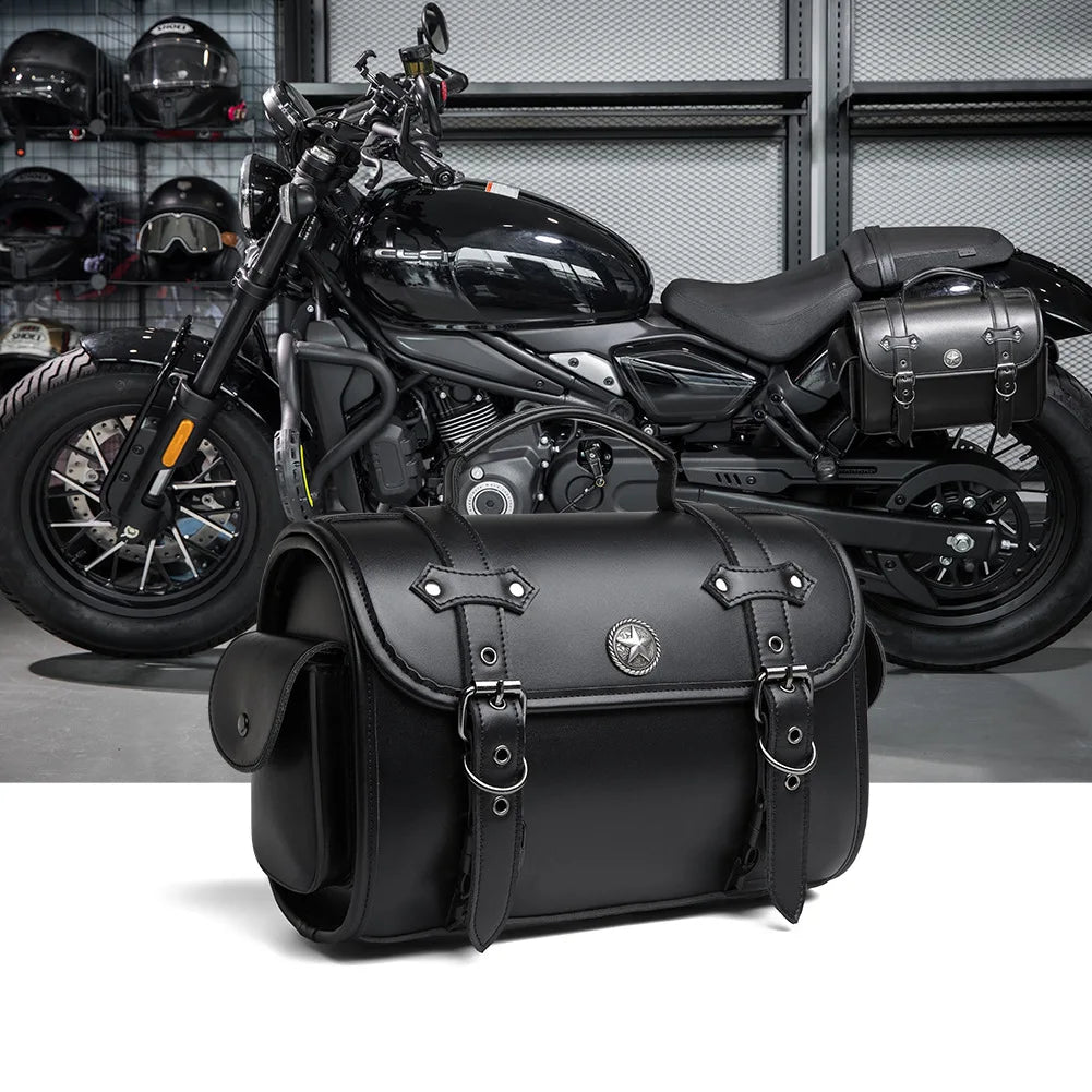 Sacoche Cavalière Moto Vintage - Grande Capacité & Poches Latérales