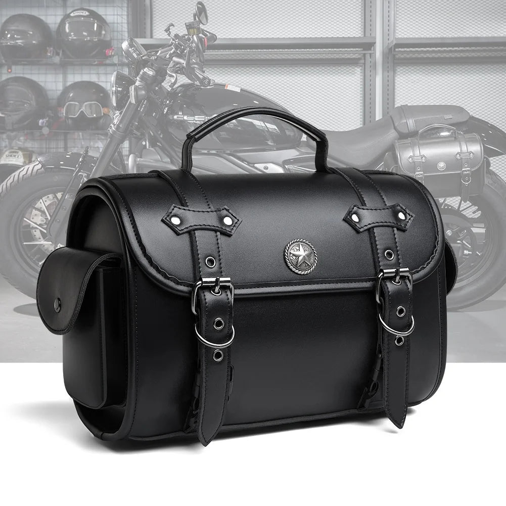 Sacoche Cavalière Moto Vintage - Grande Capacité & Poches Latérales