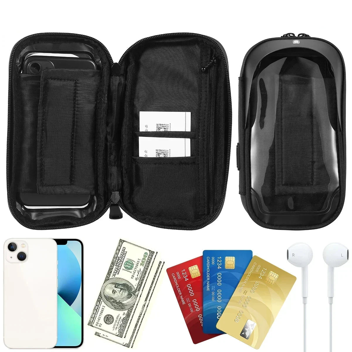 Support Smartphone Moto Étanche – Rotation 360° & Rangement Intégré