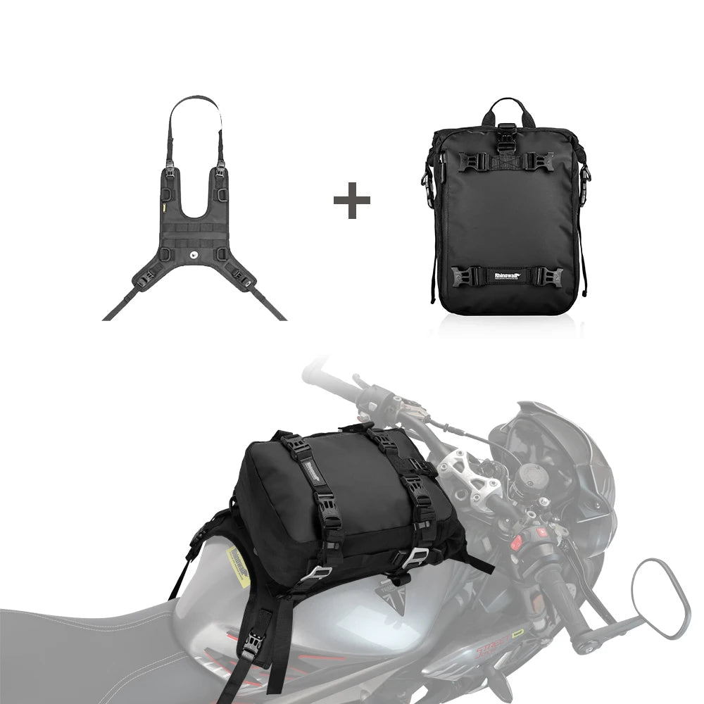 Sacoche de Réservoir Moto Étanche 10L – Fixation Rapide & Transport Modulable