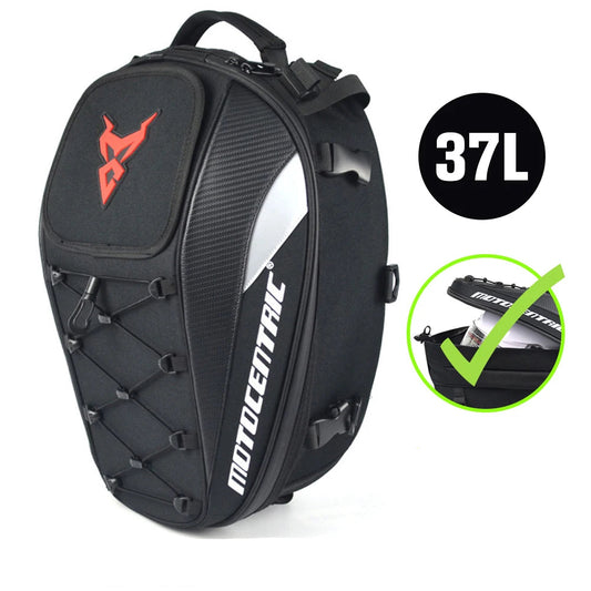 Sacoche de Selle Moto Étanche - Extensible & Porte-Casque Intégré