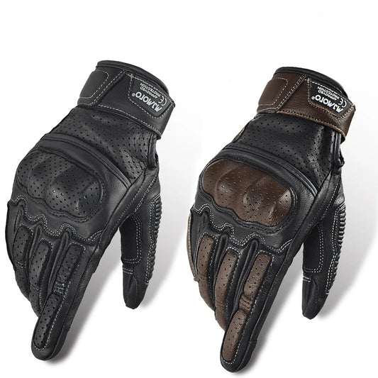 Gants Moto Cuir Respirants – Coque Rigide & Renfort Paume