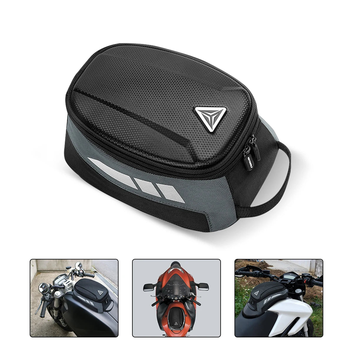 Sacoche de Réservoir Moto Magnétique Rigide – Coque EVA & Bandes Réfléchissantes