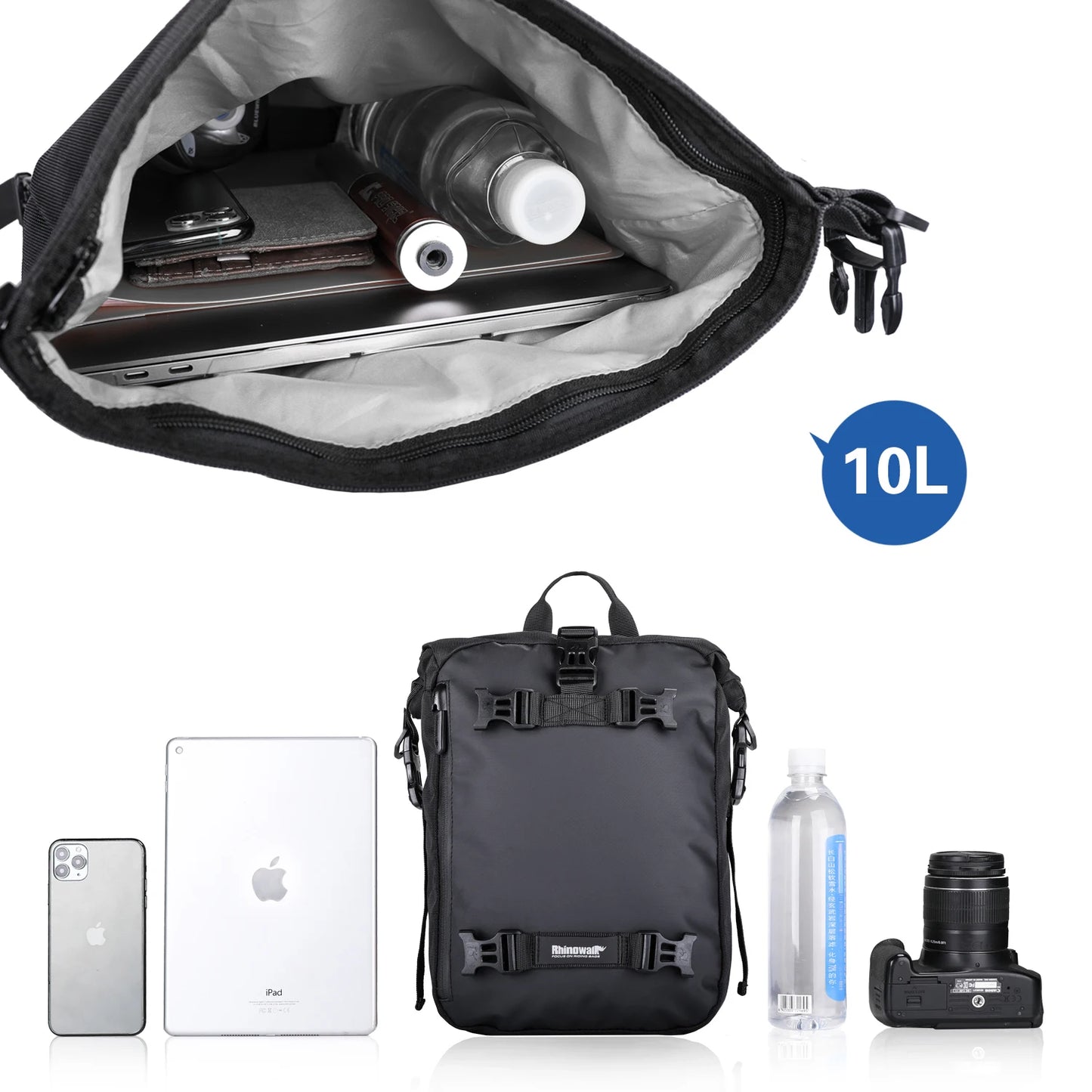 Sacoche de Réservoir Moto Étanche 10L – Fixation Rapide & Transport Modulable