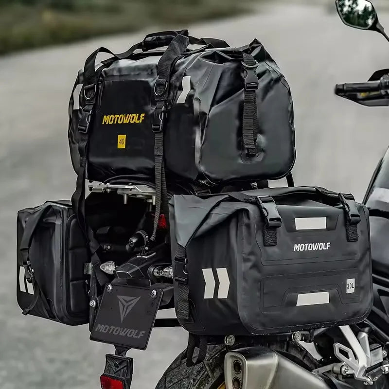 Sacoches Cavalières Moto 60L - Bandes Réfléchissantes