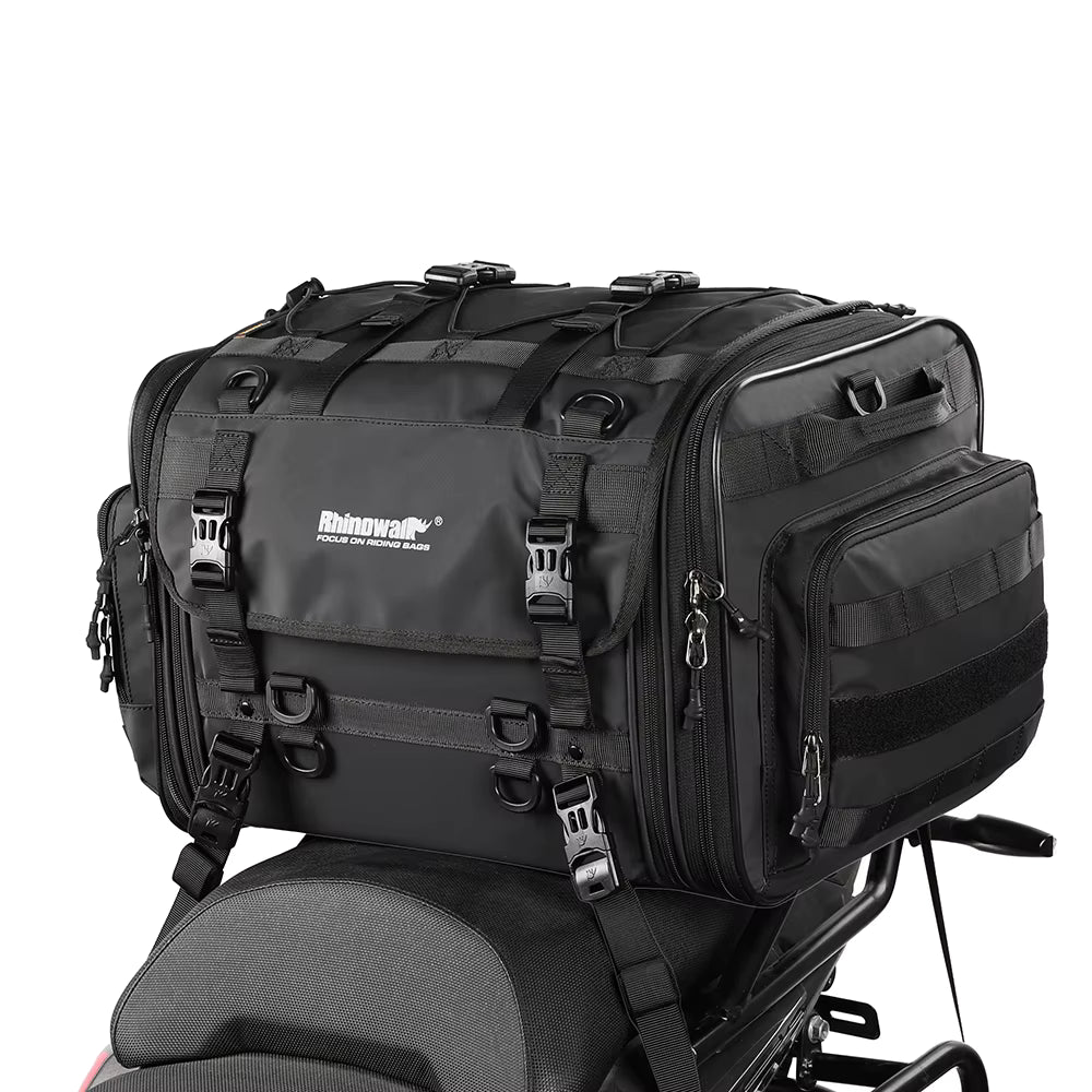 Sacoche de Selle Moto Extensible & Étanche - 40L à 60L + Housse de Pluie Offerte